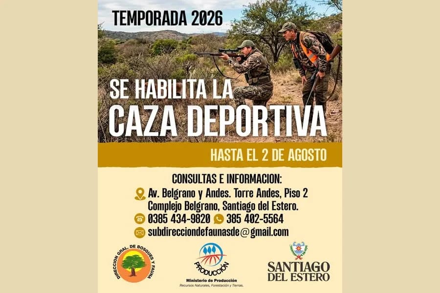 Se habilitó la temporada 2026 de caza deportiva en la provincia con restricciones y especies autorizadas