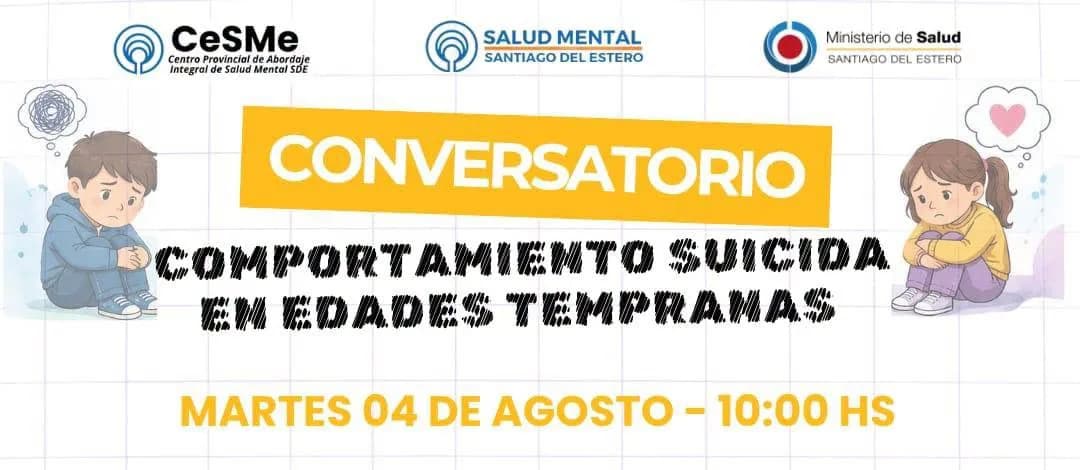 Convocan al conversatorio virtual sobre "Comportamiento Suicida en Edades Tempranas" este martes 4 de agosto