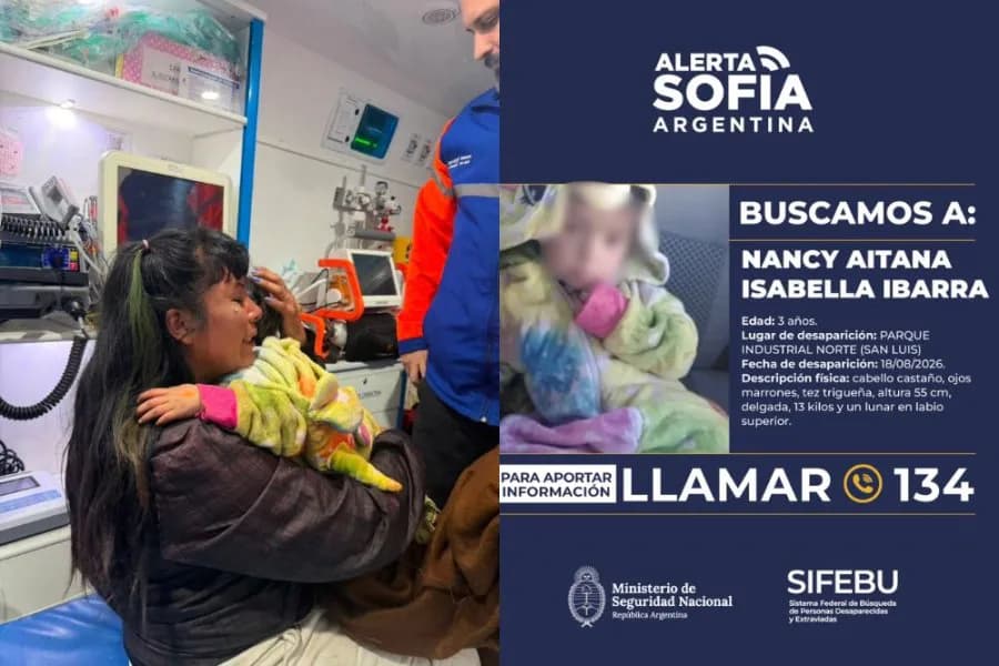 Hallaron sana y salva a la nena de 3 años en San Luis tras la activación del Alerta Sofía