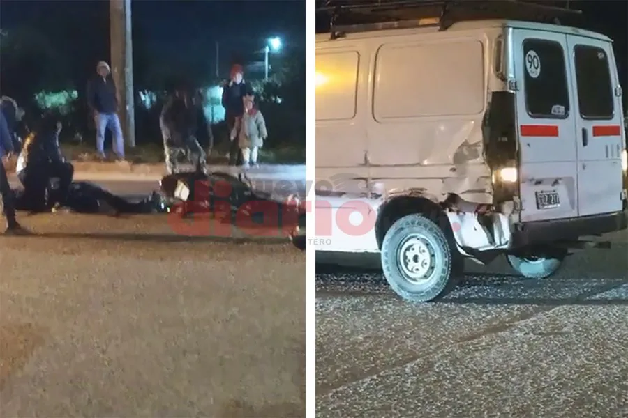 Noche accidentada en Capital: violento impacto dejó a un motociclista con politraumatismos