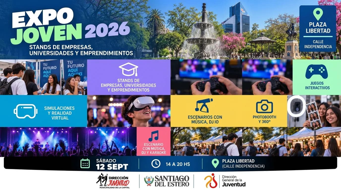 La Plaza Libertad albergará este sábado la Expo Joven 2026 con propuestas académicas y tecnológicas
