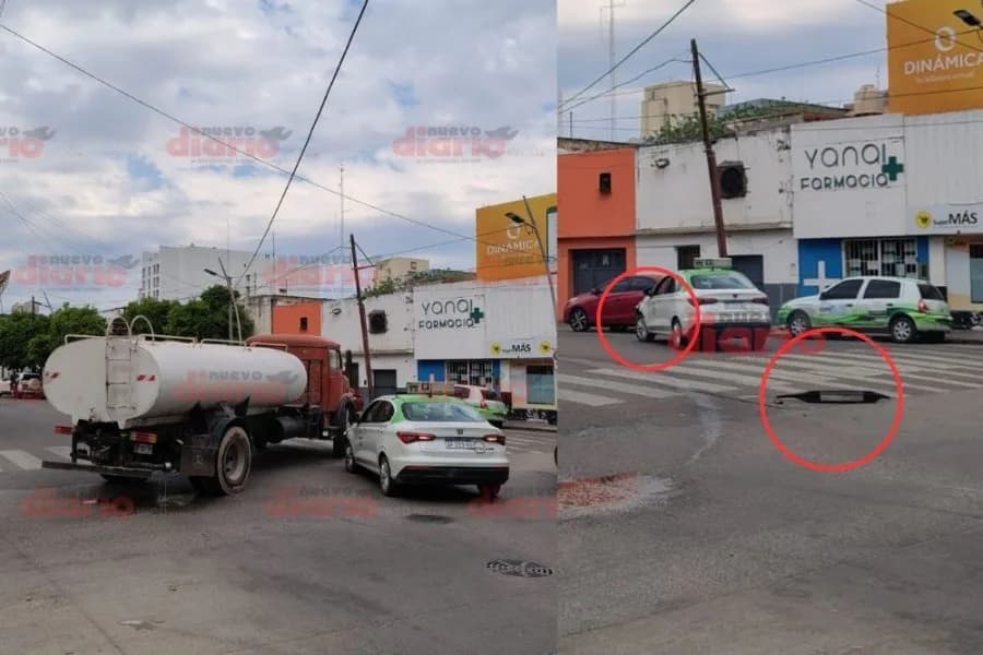 Choque en pleno centro: un camión cisterna habría escapado y el remisero salió tras él