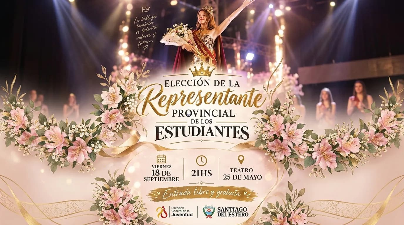 Santiago del Estero define a su Representante Provincial de los Estudiantes 2026 en el Teatro 25 de Mayo