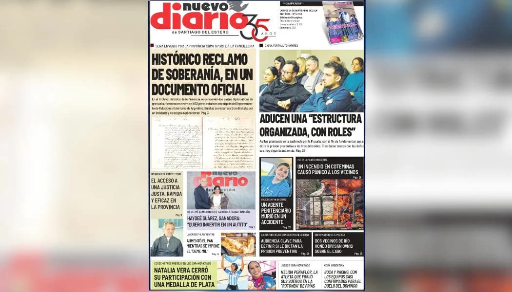 Nuevo Diario ya circula con su edición Nº 12.648: mirá los principales títulos de este jueves