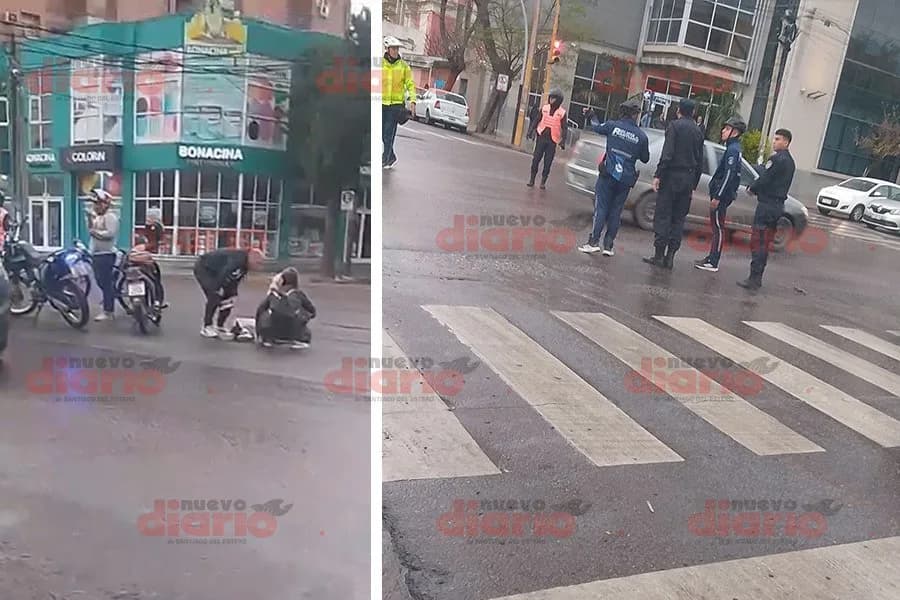 Choque de motos en Belgrano y Rivadavia: una mujer y un menor heridos