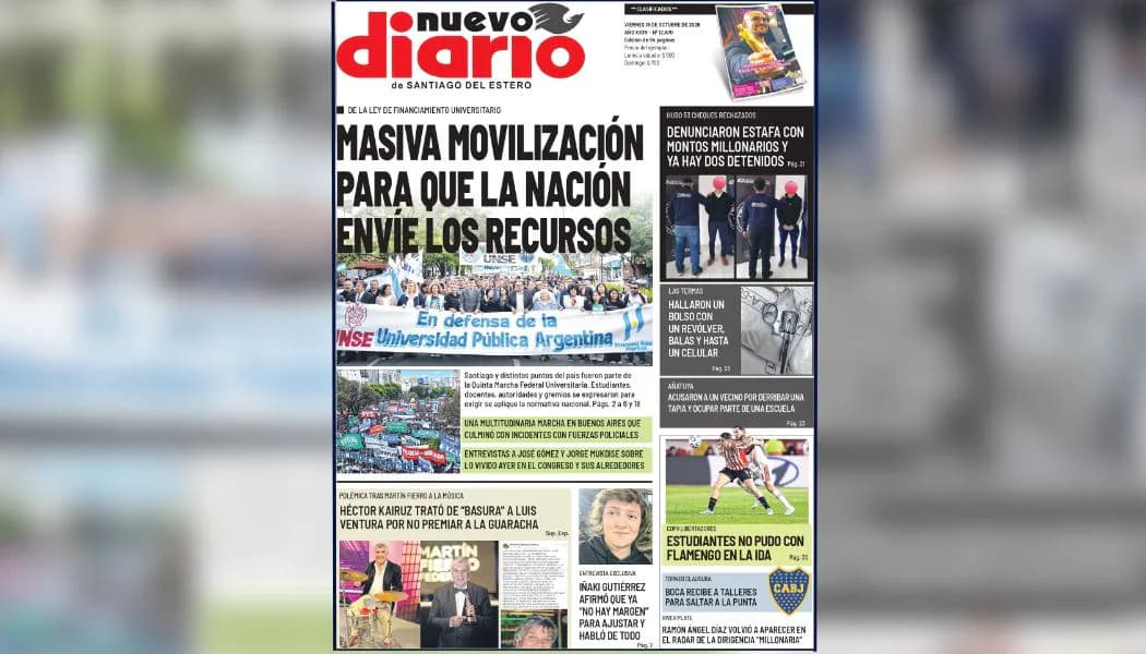 Todo lo que tenés que saber este viernes está en las 64 páginas de Nuevo Diario