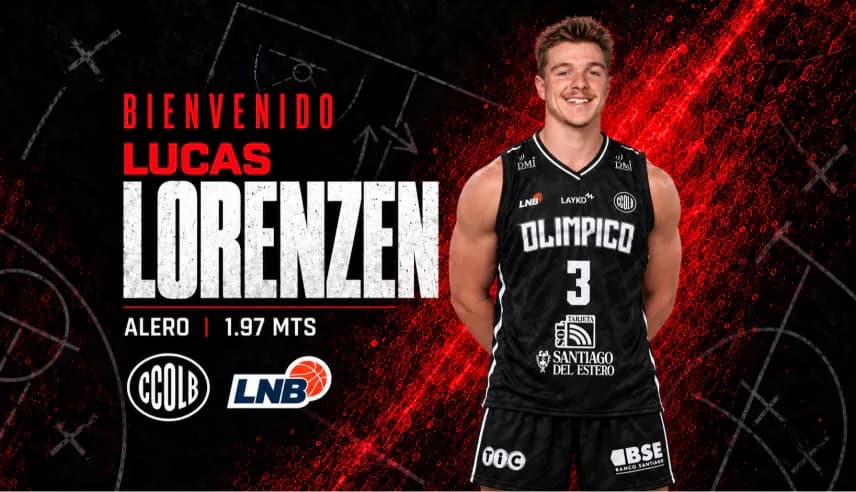 Olímpico abrochó jerarquía internacional: el alero estadounidense Lucas Lorenzen es nueva ficha del "Negro" para la Liga Nacional