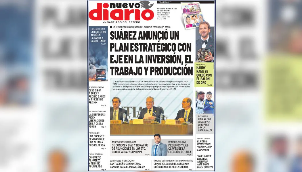 Ya salió Nuevo Diario: conocé los principales títulos de este martes 27 de octubre