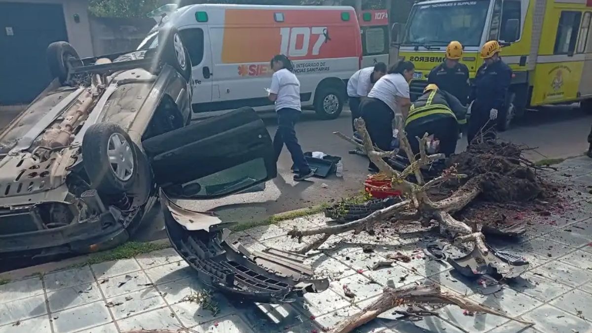 Perdió el control, chocó contra una planta y volcó en el sur de Santa Fe
