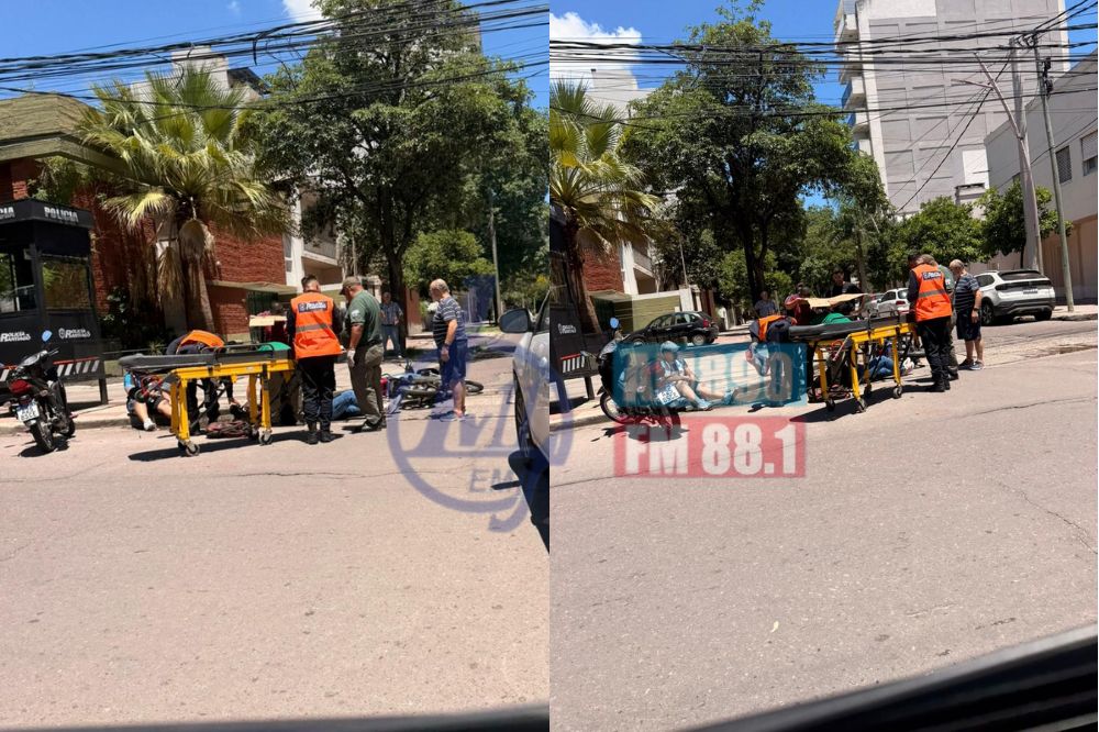 Choque entre auto y moto en Olaechea y Urquiza deja heridos
