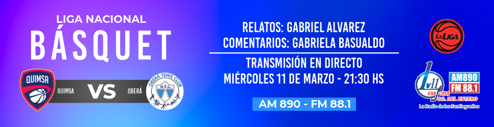 Quimsa busca su octava victoria al hilo ante Oberá TC, en vivo por LV11 "La Radio de los Santiagueños"