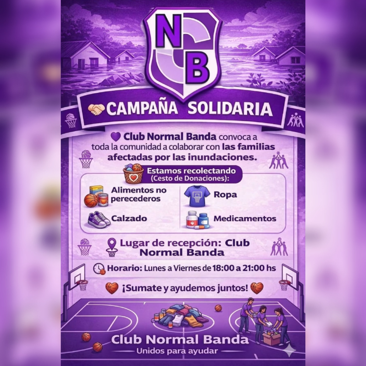 Club Normal Banda impulsa una campaña solidaria para ayudar a familias afectadas por las inundaciones