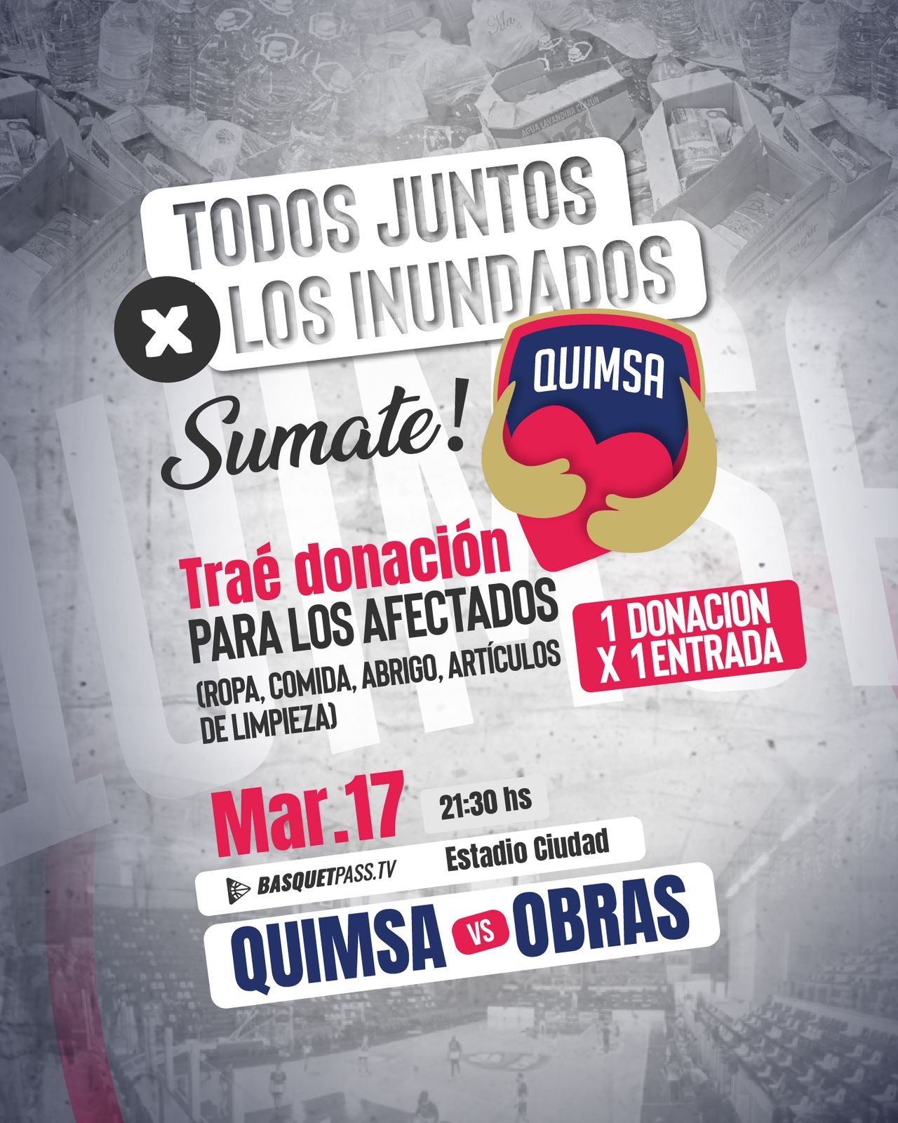 Quimsa impulsa una campaña solidaria para ayudar a familias afectadas por las inundaciones