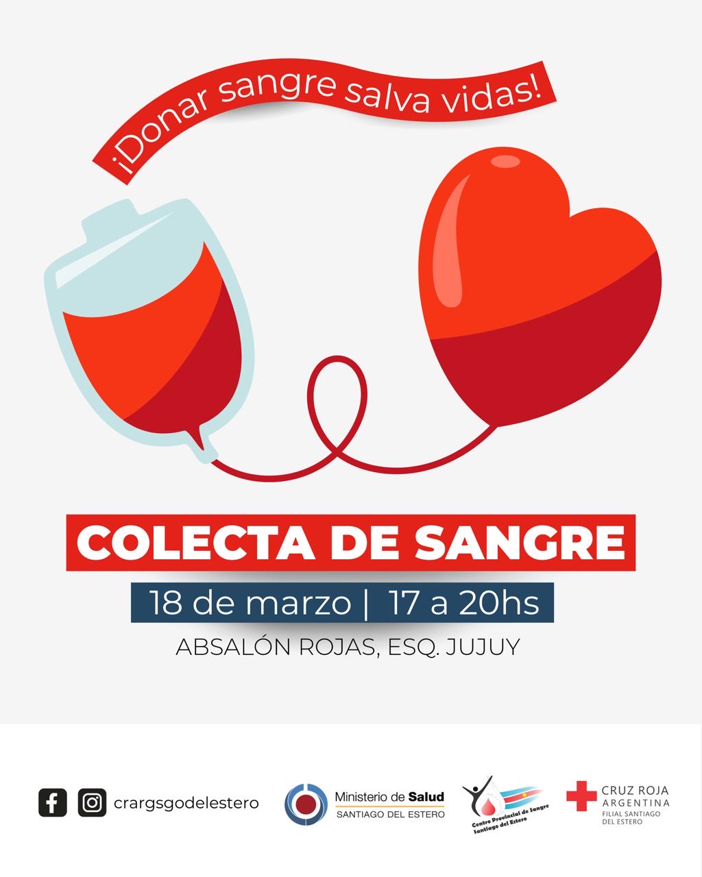 Cruz Roja Argentina realizará una colecta solidaria de sangre en la ciudad