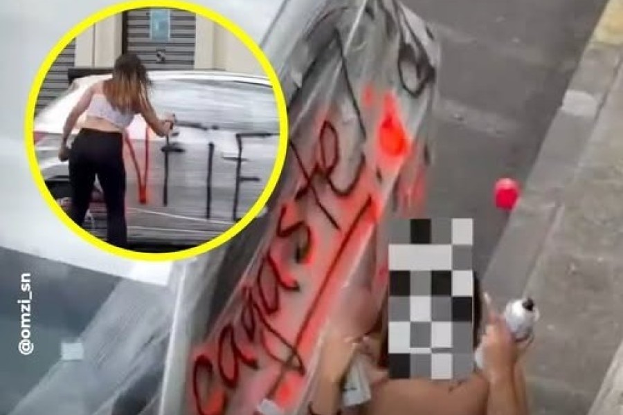 Una mujer rayó el auto de su novio infiel pero lo cubrió con plástico para no dañar la pintura