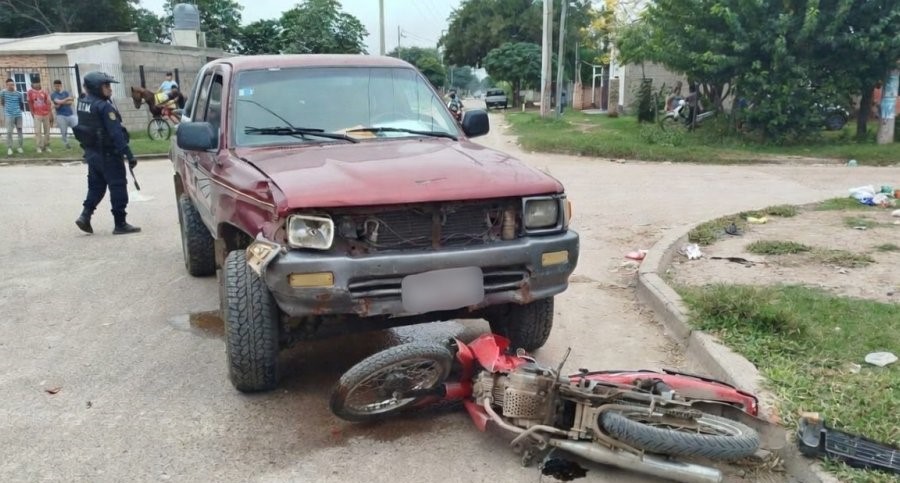 La Banda: un motociclista fue trasladado al hospital tras un fuerte choque