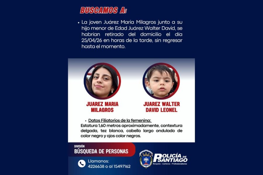 Buscan intensamente a una joven madre y su hijo de 2 años